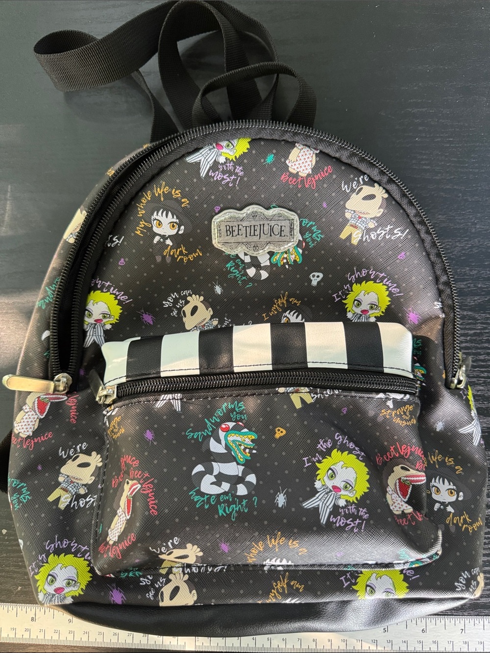 Beetlejuice Kids Black Character Mini Backpack
